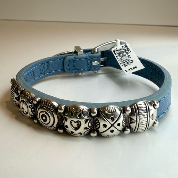 Brighton-Bracelet Bandit Light Blue Leather-Silver-Adjustable 7.5-8in-NWT - Picture 2 of 10